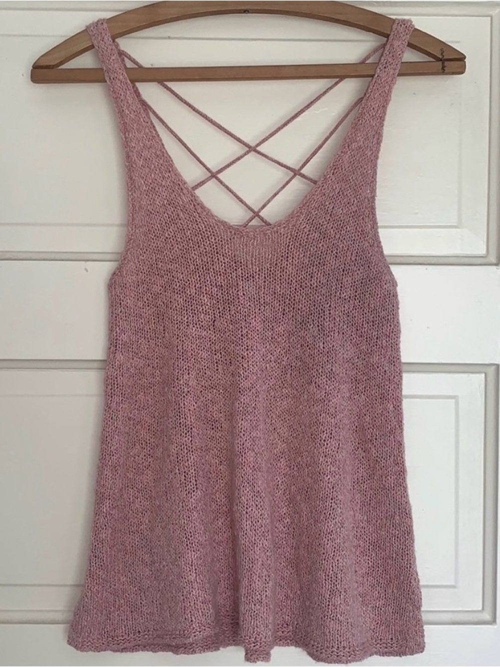 American Eagle Outfitters Pink Knit Tank with Crisscross Back